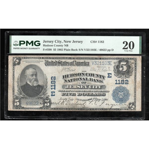 1902 $5 Jersey City NJ National PMG 20