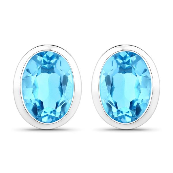 Sterling Silver 4.00ctw Swiss Blue Topaz Earrings