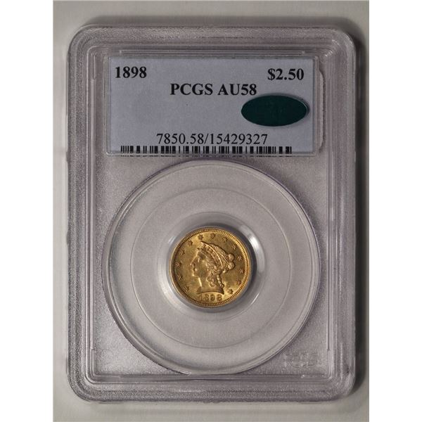 1898 $2.5 Liberty Head Quarter Eagle Gold Coin PCGS AU58