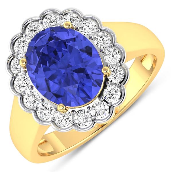 14KT Yellow Gold 2.21ctw Tanzanite and Diamond Ring