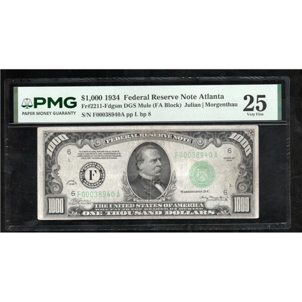 1934 $500 Atlanta FRN PMG 25