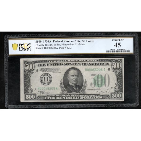 1934A $500 St Louis FRN PCGS 45