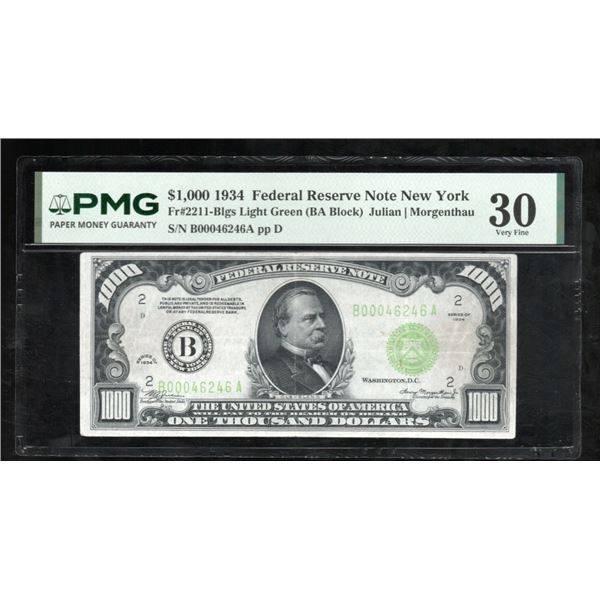 1934 $1000 New York FRN PMG 30
