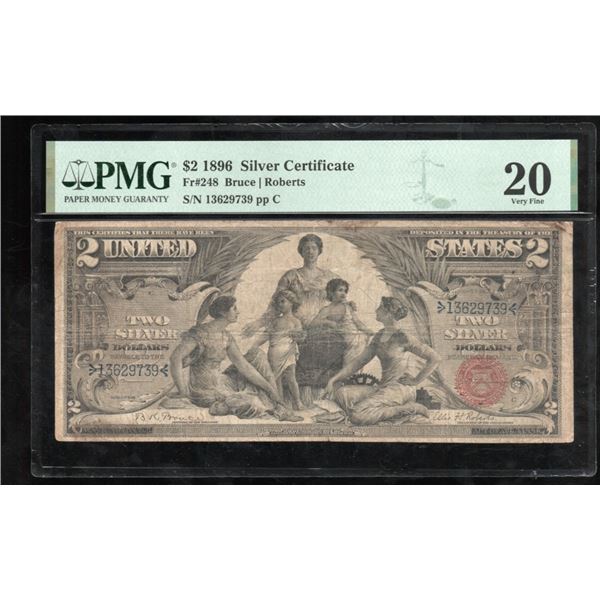 1896 $2 Educational Silver Certificate PMG 20