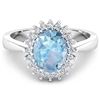Image 1 : 14KT White Gold 0.96ct Aquamarine and Diamond Ring