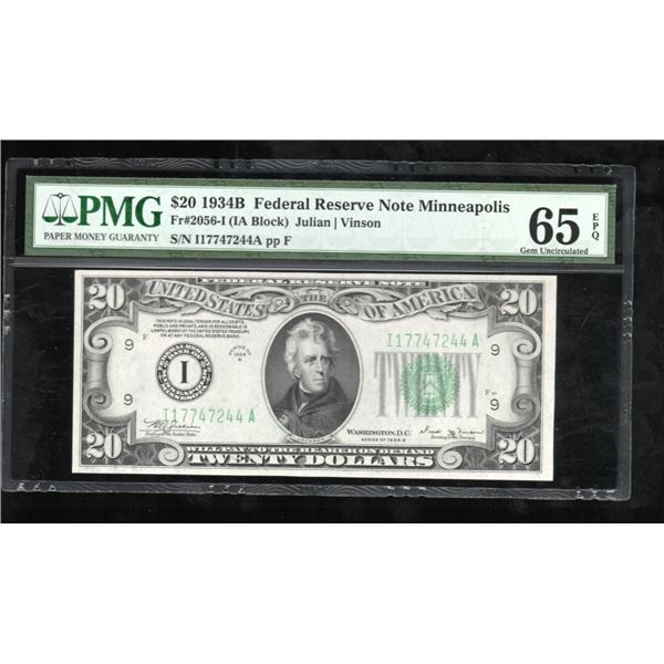 1934B $20 Minneapolis FRN PMG 65EPQ