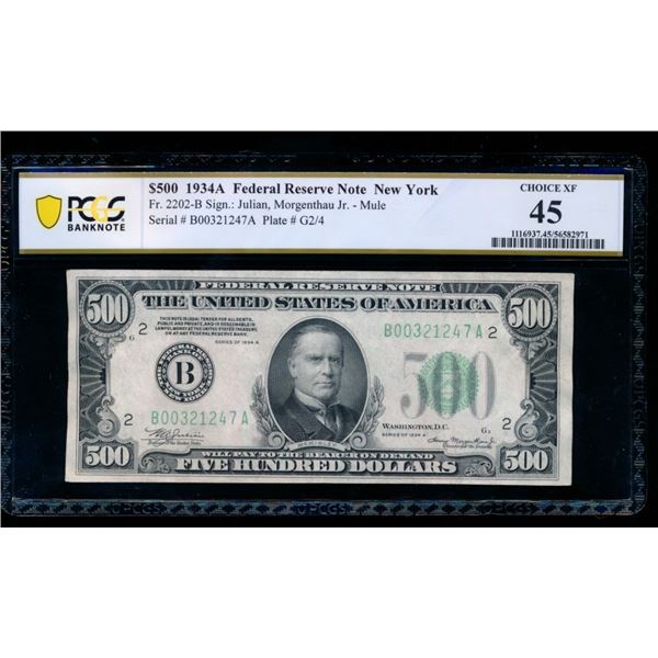 1934A $500 New York FRN PCGS 45