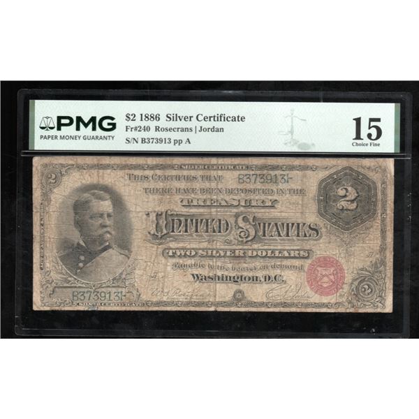 1866 $2 Silver Certificate PMG 15
