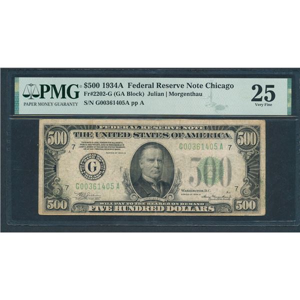 1934A $500 Chicago FRN PMG 25