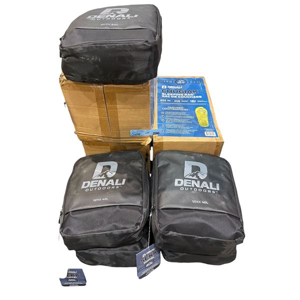 Group of Denali duffle bags & sleeping bags