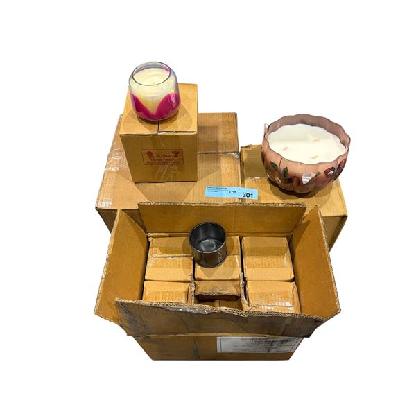 Group of mini kindred sweet pink/rose candles & misc.