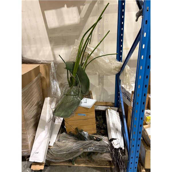 Group of Faux Plant w/Faux Christmas Decor, Etc.