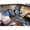 Image 4 : Group of Misc - Keyboards, Office Phones, Stone Bow Rings, Wifi Range Extender, Barcode Scanner, Mou