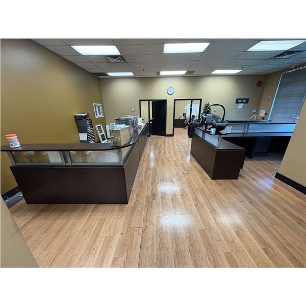 Group of Various Sized Office Desks w/Christmas Tree