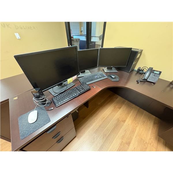 Group of Electronics - 3x Various Dell Monitors, Dell PC, Office Phone, Plugable USB 3.0 Docking Sta