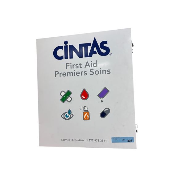Cintas First Aid w/Contents - Band Aids, Pain Relief Gel, Cold Gel, Rubbing Alcohol, Etc.