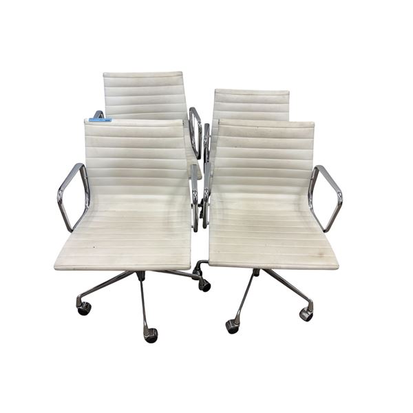 Group of 4 White Office Chairs