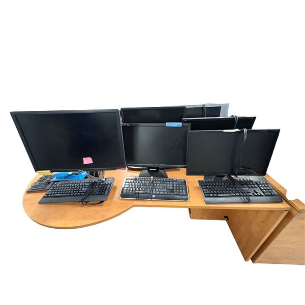 Group of 7 Monitors & Keyboards - Dell, HP, Acer, Samsung, Etc.