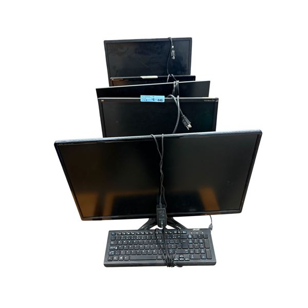 Group of Various Monitors & Keyboards - Acer, Samsung, ViewSonic, Etc.