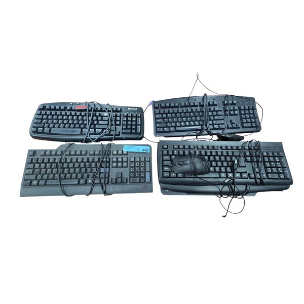 Group of Assorted Office Keyboards