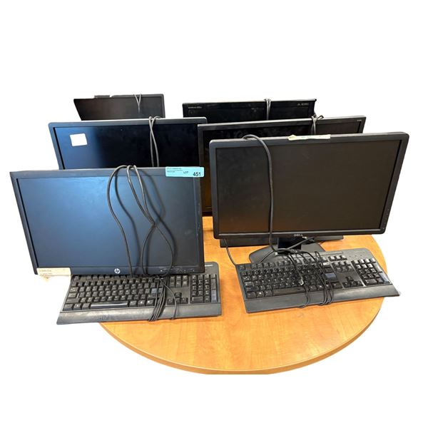 Group of Various Monitors & Keyboards - Dell, Hp, Etc