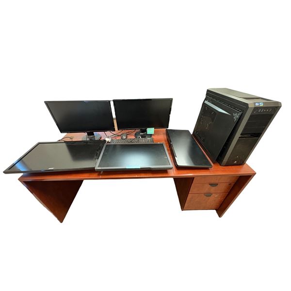 Group of Assorted Monitors, PC, & Keyboards - BenQ, Acer, LG, Corsair PC