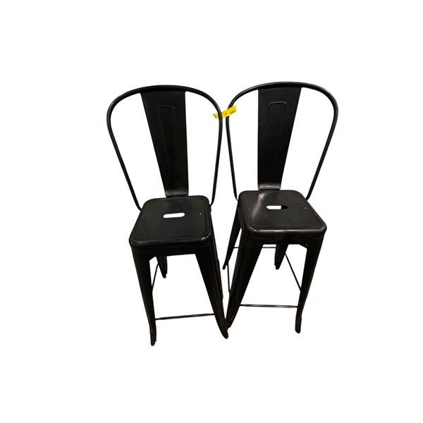 Group of 2 Black Bar Stool Chairs (46" H x 12" D)