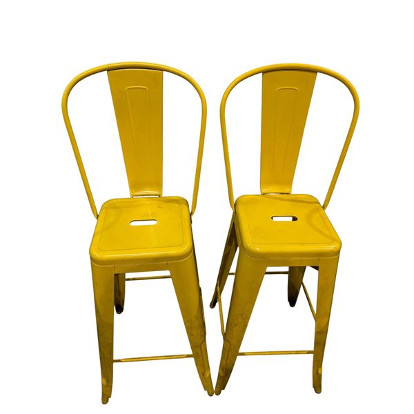 Group of 2 Yellow Bar Stool Chairs (46" H x 12" D)