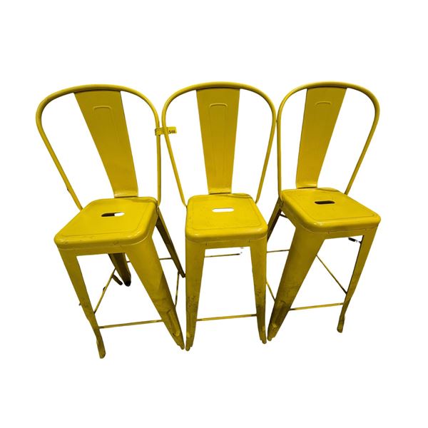 Group of 3 Yellow Bar Stool Chairs (46" H x 12" D)