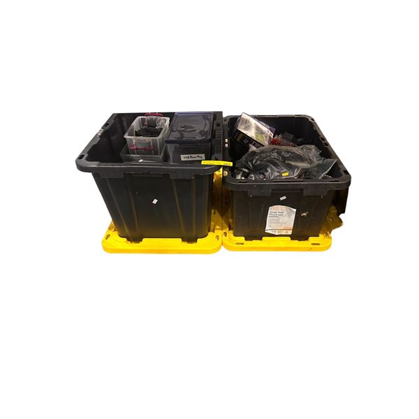 2 Totes of Misc Electronics - Battery Chargers, Batteries, Tote Full Cameras/Camcorders For Parts or