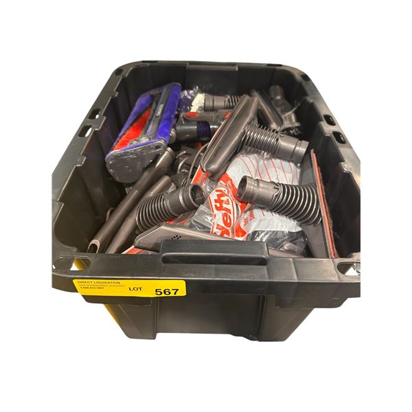 Tote of Various Vacuum/Dyson Parts