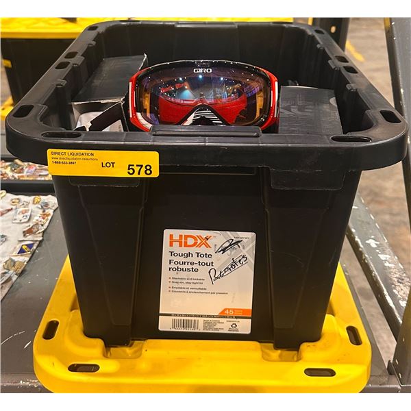 Tote of Various Snow Goggles