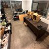 Image 3 : Room Lot of Assorted Misc - Desk, Filing Cabinet, Storage Bin, 2x Glass Shelves w/Storage, Etc.