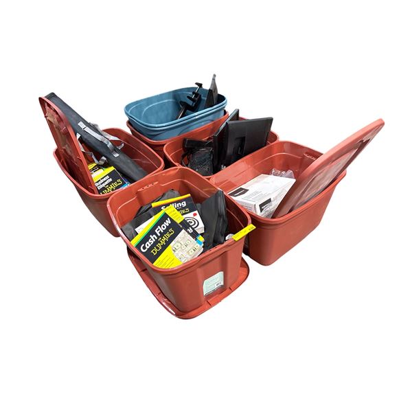 Pallet of Misc - Books, Monitors, Paper, Power Box, Etc.