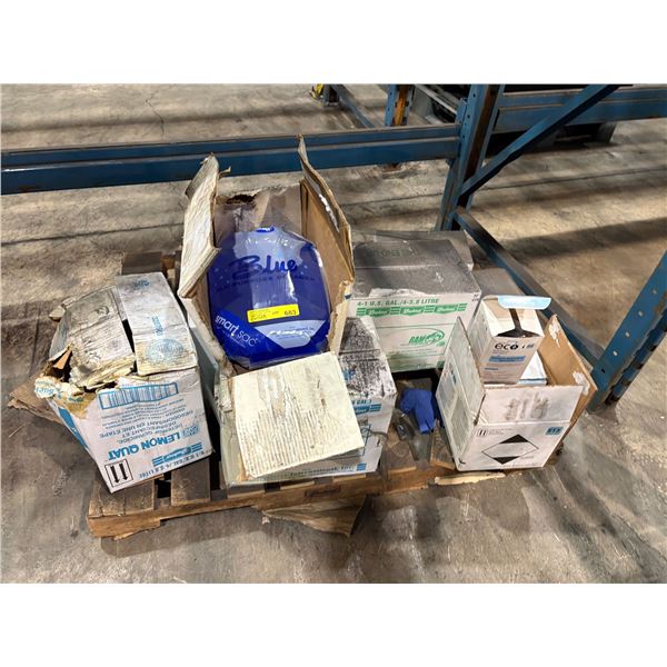Pallet of assorted cleaning supplies