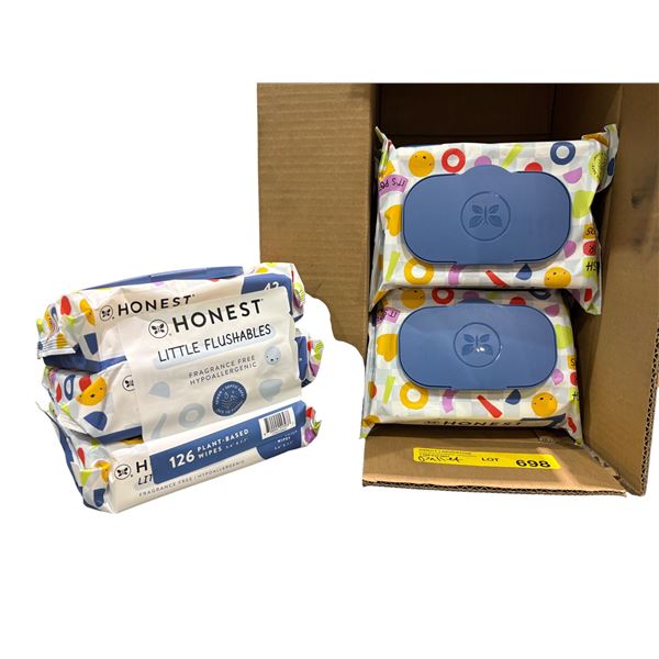 Pallet of Honest Little Flushable Fragrance Free plant based wipes