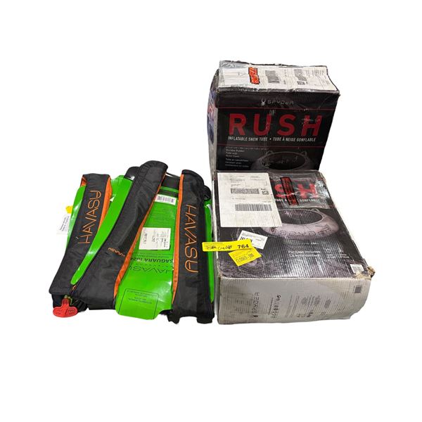 2pc Rush snow tubes & personal flotation devices