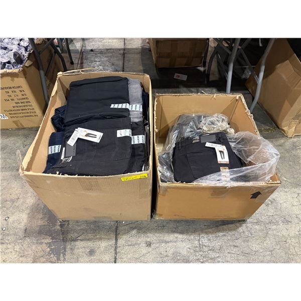 2 boxes of assorted size trousers/jeans