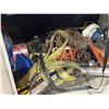Image 4 : Metal cabinet with contents - straps, tools, warehouse supplies