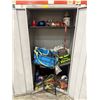 Image 5 : Metal cabinet with contents - straps, tools, warehouse supplies