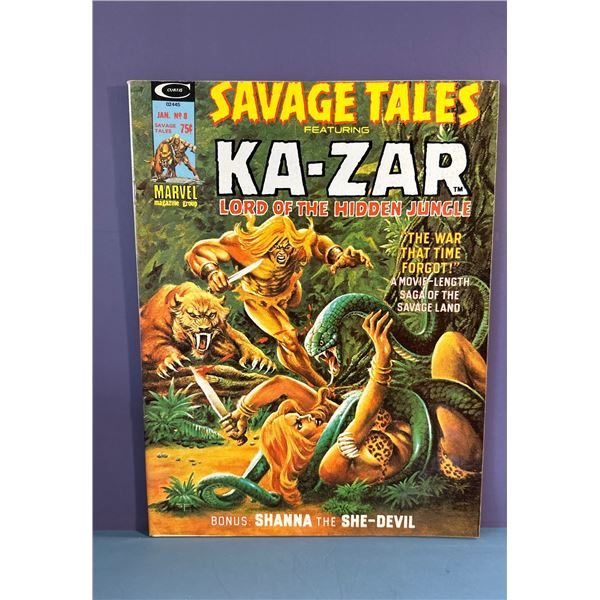 Savage Tales #8 (Jan 1975, Marvel) Ka-Zar, Shanna the She-Devil Magazine
