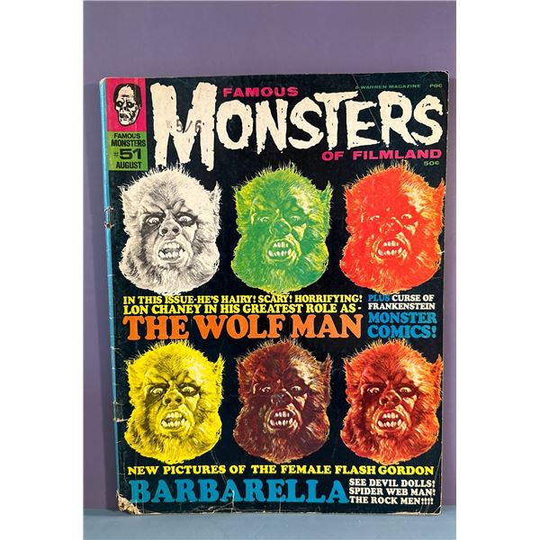 Famous Monsters of Filmland #51 Magazine (Aug 1968) Warren - Wolf Man Cover