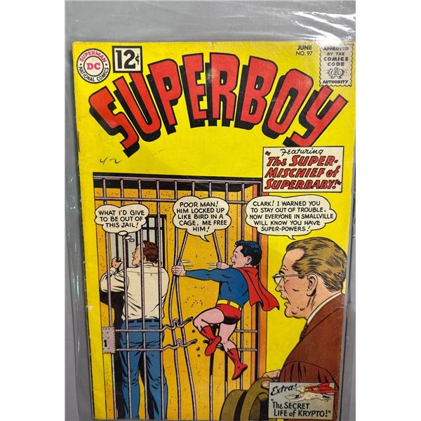 Superboy #97 (DC, 1962) Silver Age Comic, Superbaby & Krypto Stories