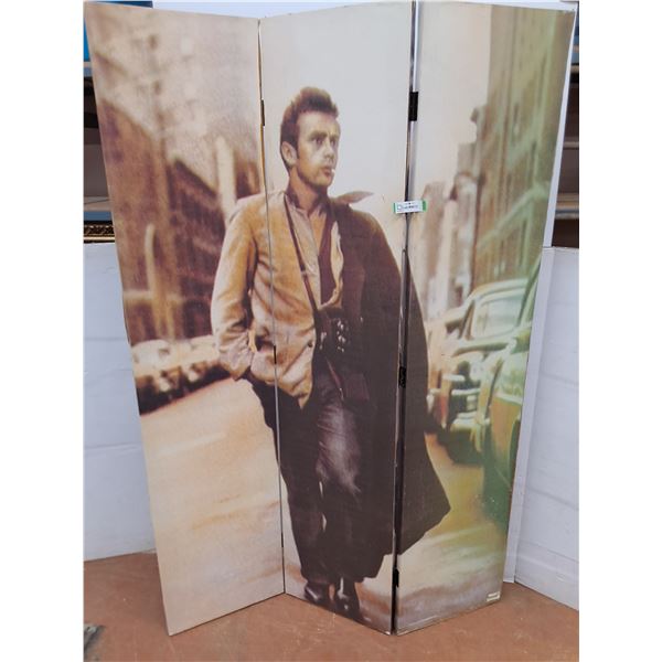 * 3-Panel Double-Sided Wall Divider Featuring James Dean - Each Panel = 16" x 71" - Cannot Ship