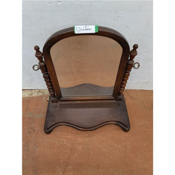 # Antique French Gentleman's Mahogany Vanity Mirror w/Barley Twist Supports - 21x19x9" -PICK UP