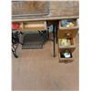 Image 2 : *Antique Singer Sewing Machine Table w/Contents - 36x17x30" Closed - Cannot Ship