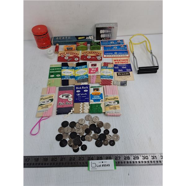 Assorted Vintage Seamstress/Kitchen/Medicine Cabinet Products - Some Appear Unused