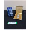 Image 1 : Ronson Lighter and Blue Transfer Ware Vase