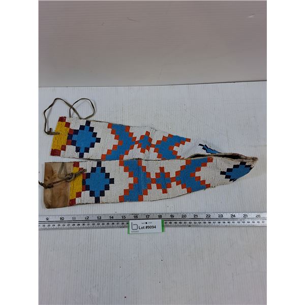 Antique Beaded Belt with Leather Ties-some beads are getting loose