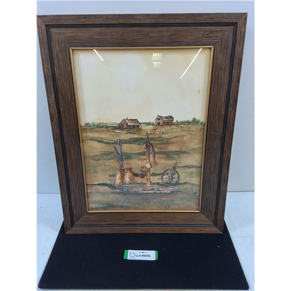 H Slawinski Watercolor in Wood Frame-16.5"x20.5" outer frame measurement